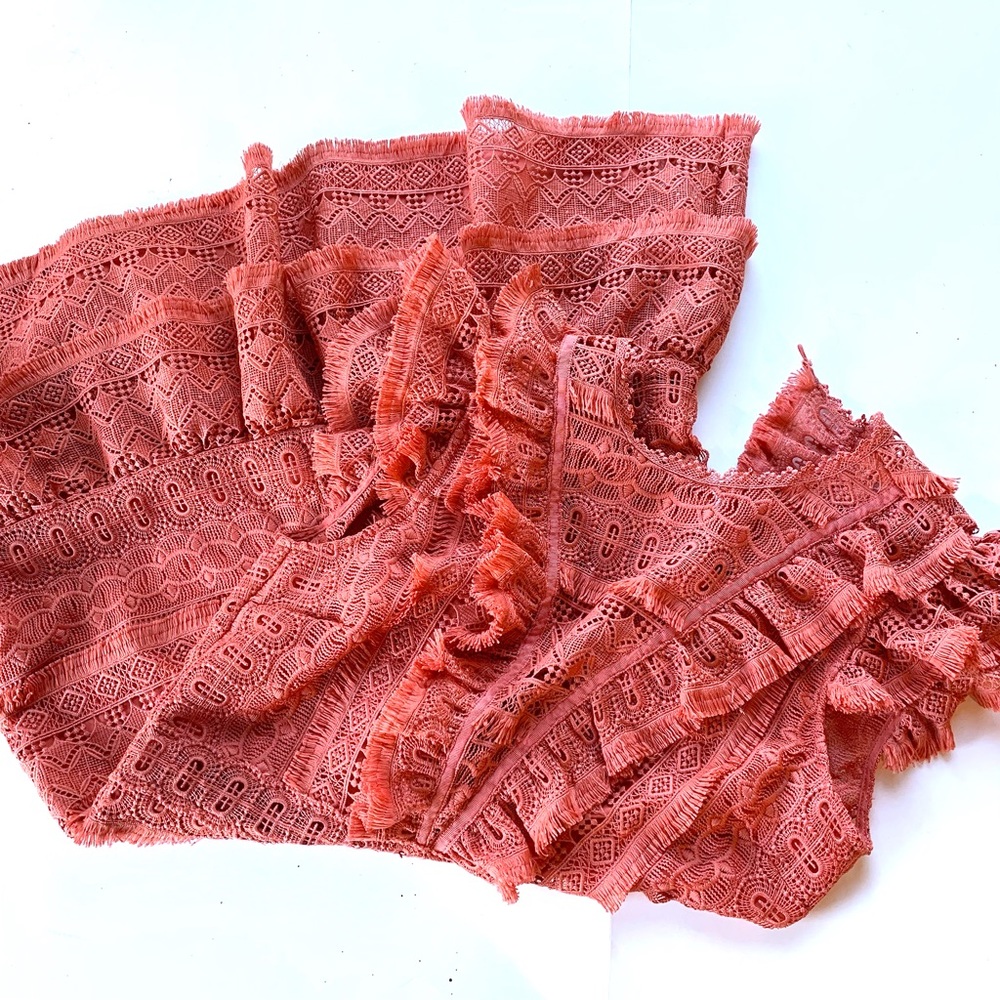 Saylor Boho Ruffled Lace Dress M - Picture 8 of 9